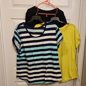a.n.a Short-Sleeve Tee Bundle: Navy/White/Aqua Stripe,  Bright Yellow And Black